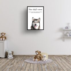Malamute personalised dog print painting. Framed & un-framed wall art 11 dog paintings prints malamute kids room