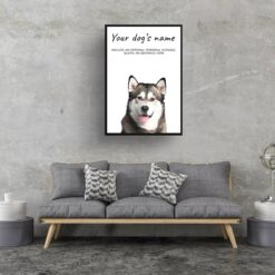 Malamute personalised dog print painting. Framed & un-framed wall art 12 dog paintings prints malamute living room