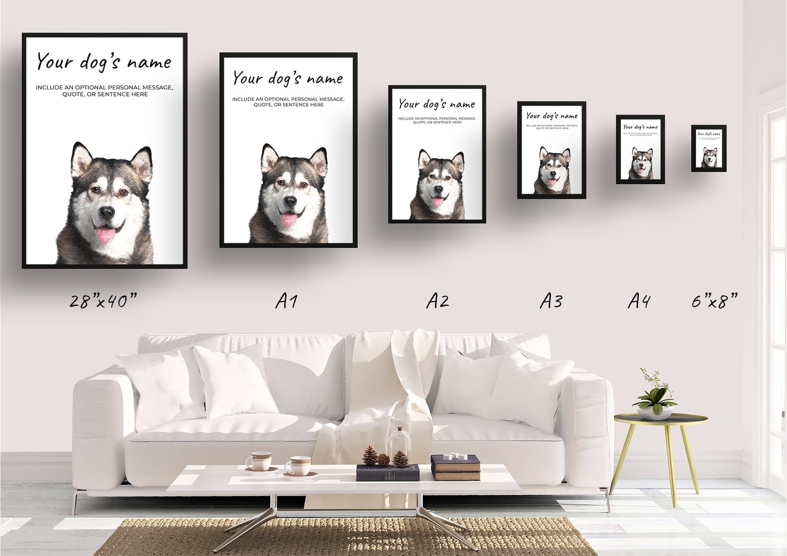 Malamute personalised dog print painting. Framed & un-framed wall art 8 Malamute personalised dog print painting. Framed & un-framed wall art - Image 7