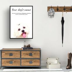 Maltese personalised dog print painting. Framed & un-framed wall art 10 dog paintings prints maltese hall