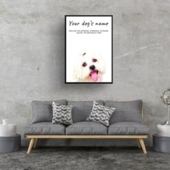 Maltese personalised dog print painting. Framed & un-framed wall art 12 dog paintings prints maltese living room