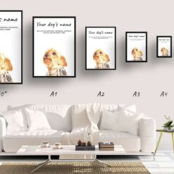 Norfolk Terrier personalised dog print painting. Framed & un-framed wall art 14 dog paintings prints norfolk terrier print size comparison