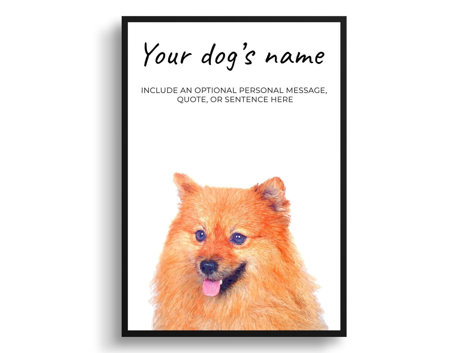 Pomeranian personalised dog print painting. Framed & un-framed wall art 3 Pomeranian personalised dog print painting. Framed & un-framed wall art