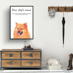 Pomeranian personalised dog print painting. Framed & un-framed wall art 11 dog paintings prints pomeranian hall