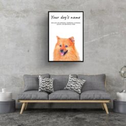 Pomeranian personalised dog print painting. Framed & un-framed wall art 13 dog paintings prints pomeranian living room