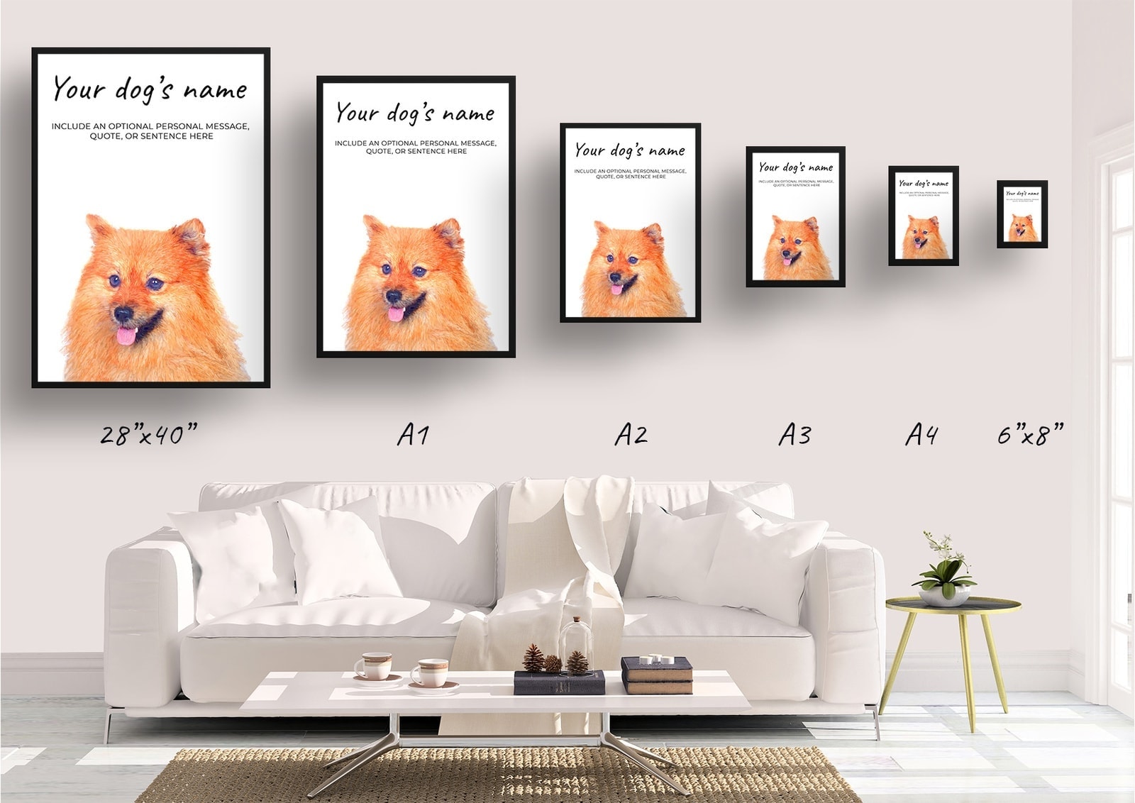 Pomeranian personalised dog print painting. Framed & un-framed wall art 9 Pomeranian personalised dog print painting. Framed & un-framed wall art - Image 7