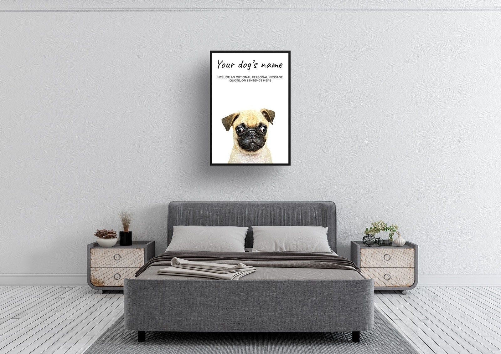 Pug personalised dog print painting. Framed & un-framed wall art 4 Pug personalised dog print painting. Framed & un-framed wall art - Image 2