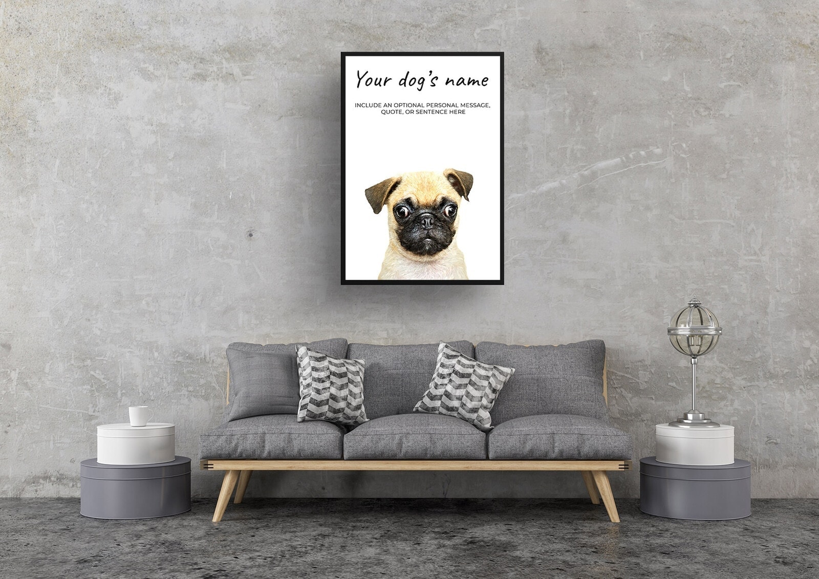 Pug personalised dog print painting. Framed & un-framed wall art 7 Pug personalised dog print painting. Framed & un-framed wall art - Image 5