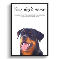 Rottweiler personalised dog print painting. Framed & un-framed wall art