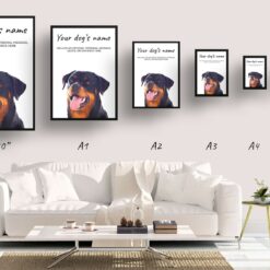dog paintings prints rottweiller print size comparison