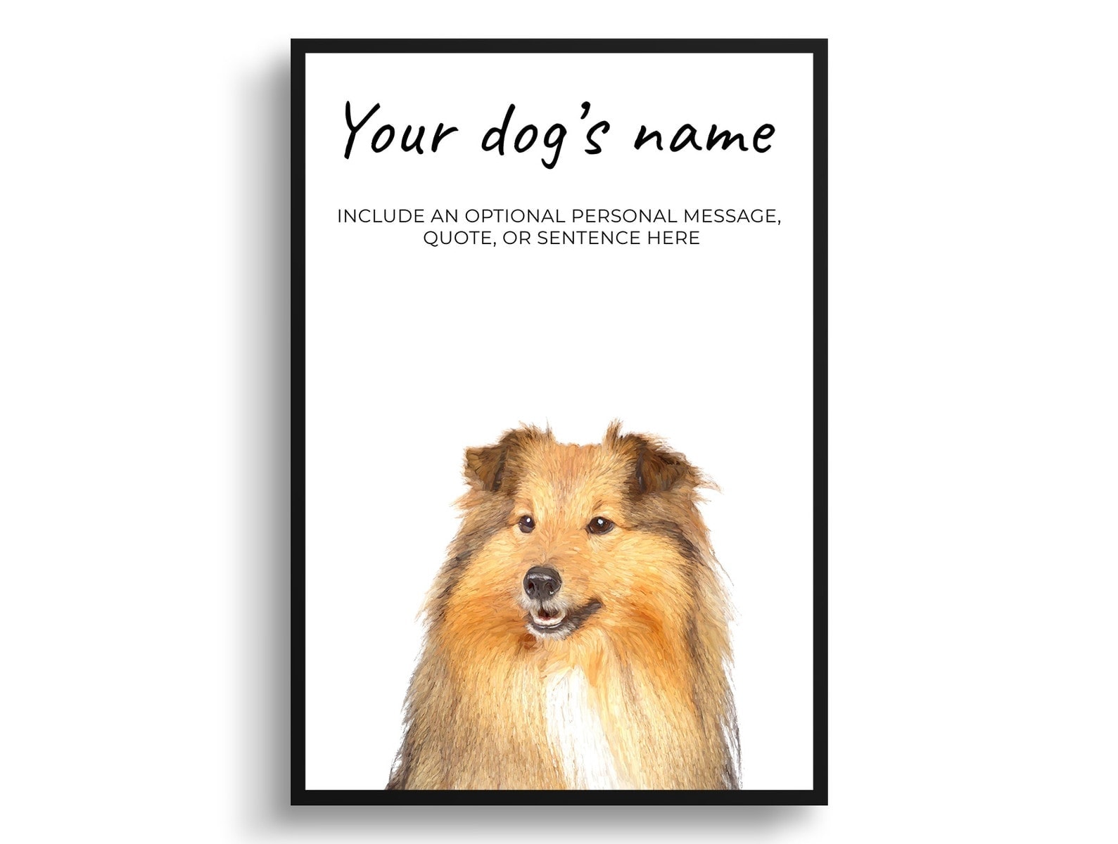 Shetland Sheepdog personalised dog print painting. Framed & un-framed wall art 2 Shetland Sheepdog personalised dog print painting. Framed & un-framed wall art