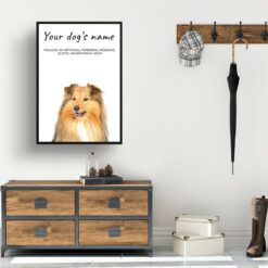 Shetland Sheepdog personalised dog print painting. Framed & un-framed wall art 10 dog paintings prints shetland sheepdog hall