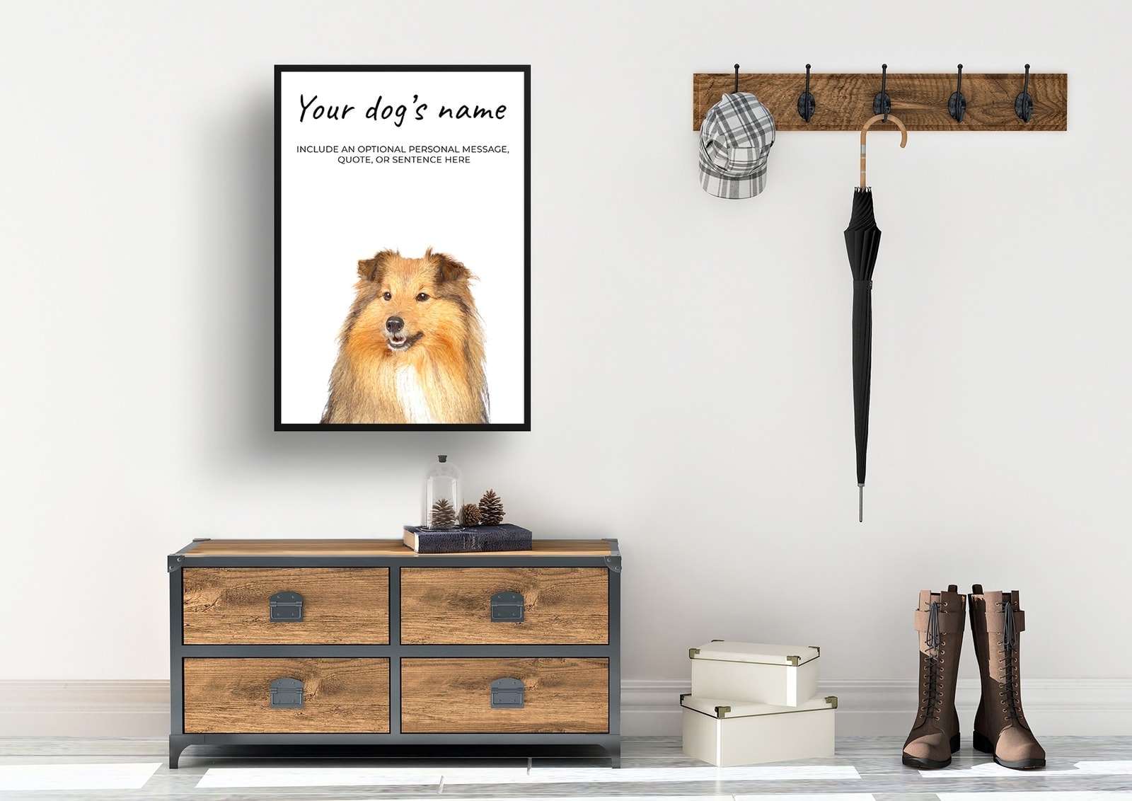 Shetland Sheepdog personalised dog print painting. Framed & un-framed wall art 4 Shetland Sheepdog personalised dog print painting. Framed & un-framed wall art - Image 3
