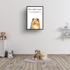 Shetland Sheepdog personalised dog print painting. Framed & un-framed wall art 11 dog paintings prints shetland sheepdog kids room