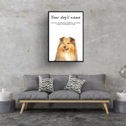 Shetland Sheepdog personalised dog print painting. Framed & un-framed wall art 12 dog paintings prints shetland sheepdog living room
