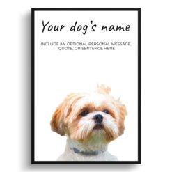 Shih tzu personalised dog print painting. Framed & un-framed wall art