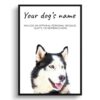 Siberian Husky personalised dog print painting. Framed & un-framed wall art 1 dog paintings prints siberian husky front view white