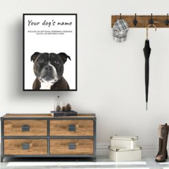 Staffordshire Bull Terrier personalised dog print painting. Framed & un-framed wall art 10 dog paintings prints staffordshire bull terrier hall