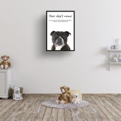 Staffordshire Bull Terrier personalised dog print painting. Framed & un-framed wall art 11 dog paintings prints staffordshire bull terrier kids room