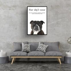 Staffordshire Bull Terrier personalised dog print painting. Framed & un-framed wall art 12 dog paintings prints staffordshire bull terrier living room
