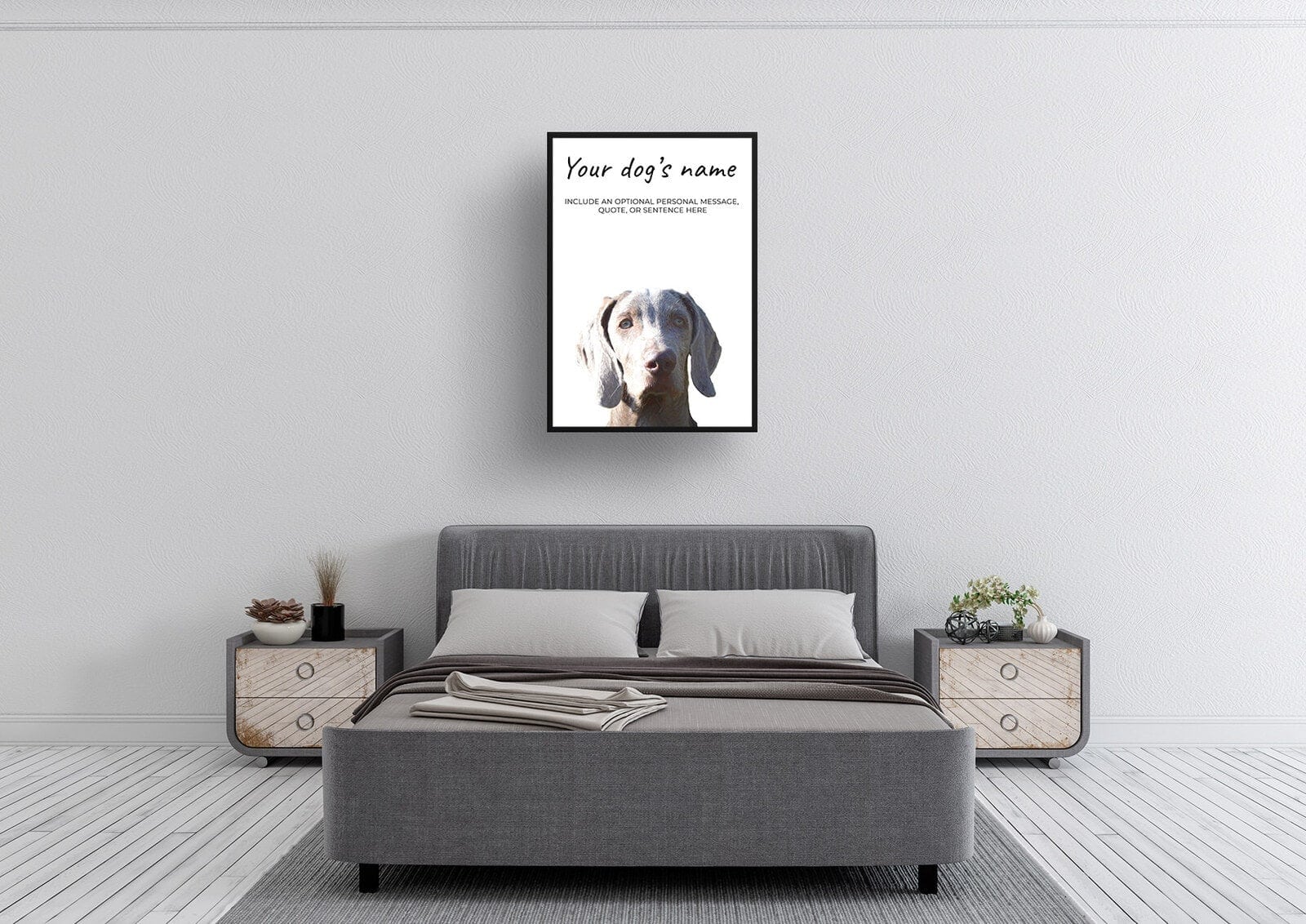 Weimaraner personalised dog print painting. Framed & un-framed wall art 3 Weimaraner personalised dog print painting. Framed & un-framed wall art - Image 2