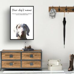 Weimaraner personalised dog print painting. Framed & un-framed wall art 10 dog paintings prints weimaraner hall