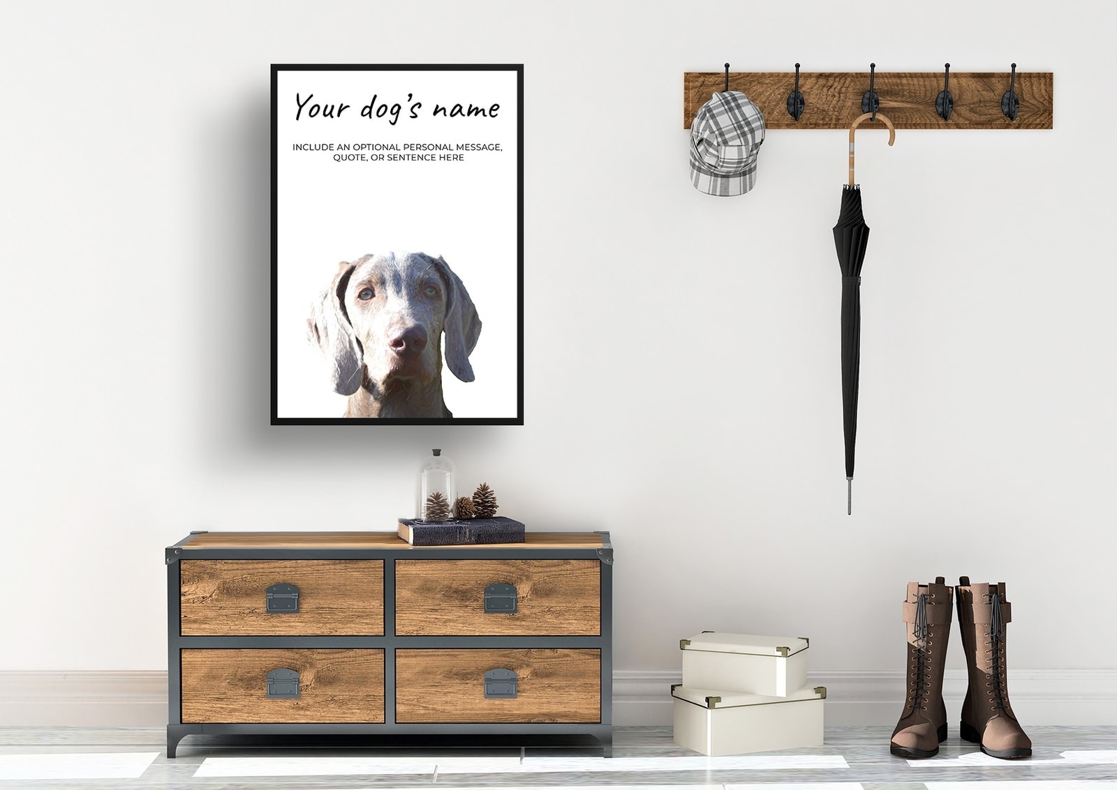 Weimaraner personalised dog print painting. Framed & un-framed wall art 4 Weimaraner personalised dog print painting. Framed & un-framed wall art - Image 3