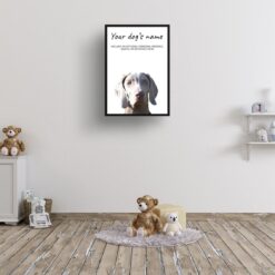 Weimaraner personalised dog print painting. Framed & un-framed wall art 11 dog paintings prints weimaraner kids room