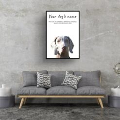 Weimaraner personalised dog print painting. Framed & un-framed wall art 12 dog paintings prints weimaraner living room