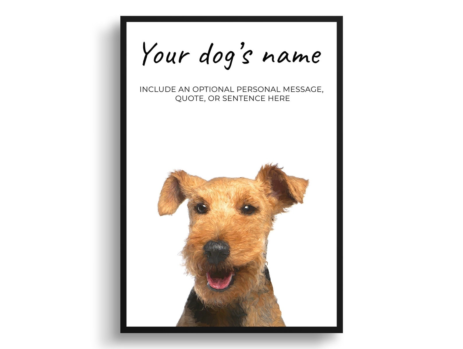 Welsh Terrier personalised dog print painting. Framed & un-framed wall art 2 Welsh Terrier personalised dog print painting. Framed & un-framed wall art