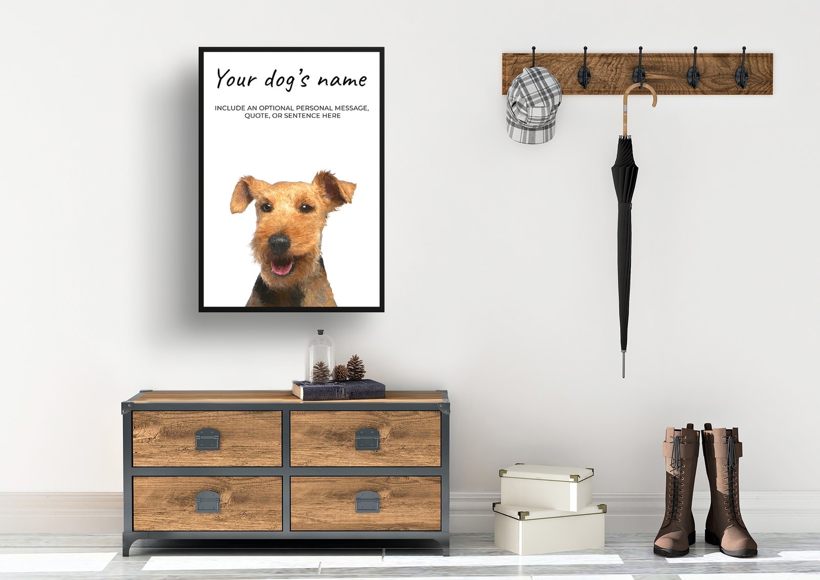 Welsh Terrier personalised dog print painting. Framed & un-framed wall art 4 Welsh Terrier personalised dog print painting. Framed & un-framed wall art - Image 3