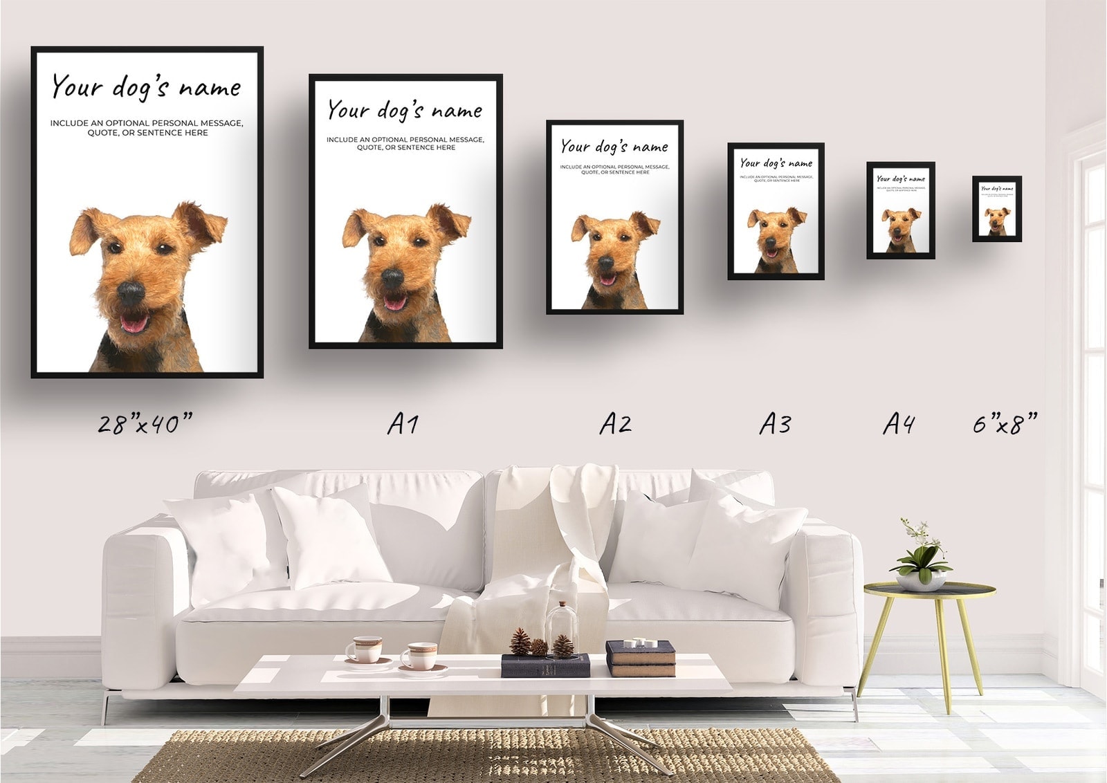 Welsh Terrier personalised dog print painting. Framed & un-framed wall art 8 Welsh Terrier personalised dog print painting. Framed & un-framed wall art - Image 7