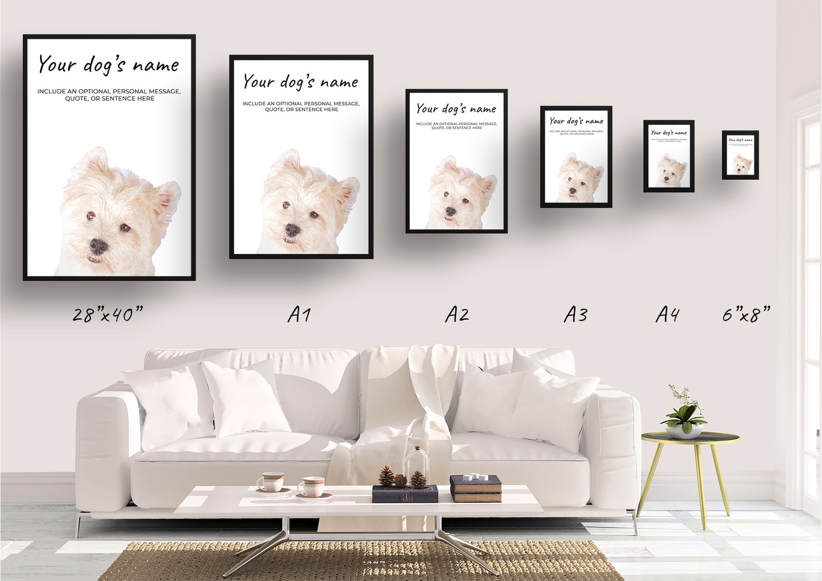 Westie personalised dog print painting. Framed & un-framed wall art 9 Westie personalised dog print painting. Framed & un-framed wall art - Image 7