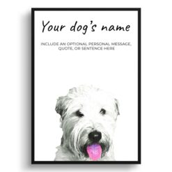 Wheaten Terrier personalised dog print painting. Framed & un-framed wall art