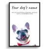 dog paintings prints white french bulldog front view white