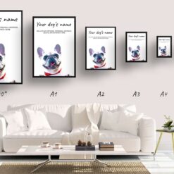 dog paintings prints white french bulldog print size comparison
