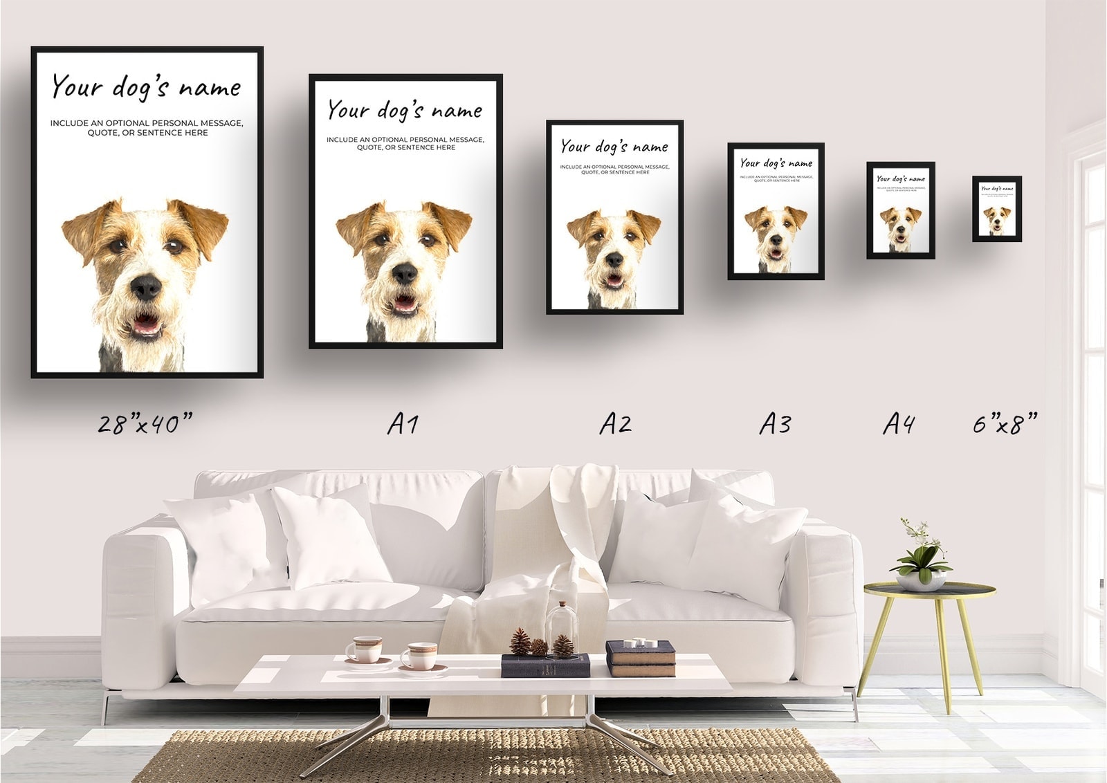 Wire Haired Fox Terrier personalised dog print painting. Framed & un-framed wall art 8 Wire Haired Fox Terrier personalised dog print painting. Framed & un-framed wall art - Image 7