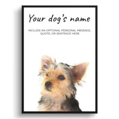 Yorkshire Terrier personalised dog print painting. Framed & un-framed wall art
