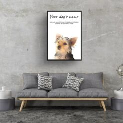 Yorkshire Terrier personalised dog print painting. Framed & un-framed wall art 12 dog paintings prints yorkshire terrier living room