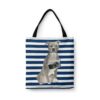 American Staffordshire terrier grey Travel Style Tote Bag 2 travel dogs tote american staffordshire terrier grey nautical stripes front view White