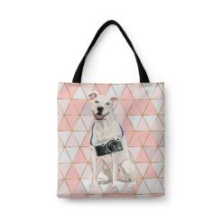 American Staffordshire terrier Travel Style Tote Bag 30 travel dogs tote american staffordshire terrier luxe front view White