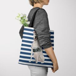 American Staffordshire terrier Travel Style Tote Bag 38 travel dogs tote american staffordshire terrier nautical stripes tote woman jumper view