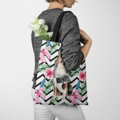 Australian Shepherd Travel Style Tote Bag 40 travel dogs tote australian shepherd geometric tropical tote woman jumper walking view