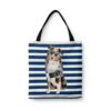 Australian Shepherd Travel Style Tote Bag 2 travel dogs tote australian shepherd nautical stripes front view White