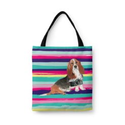 Basset Hound Travel Style Tote Bag 30 travel dogs tote basset hound beach front view White