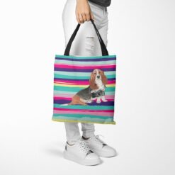 Basset Hound Travel Style Tote Bag 38 travel dogs tote basset hound beach tote woman trowsers walking view