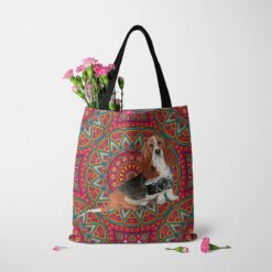 Basset Hound Travel Style Tote Bag 36 travel dogs tote basset hound mandala tote standing carnations