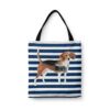 Beagle Travel Style Tote Bag 1 travel dogs tote beagle nautical stripes front view White