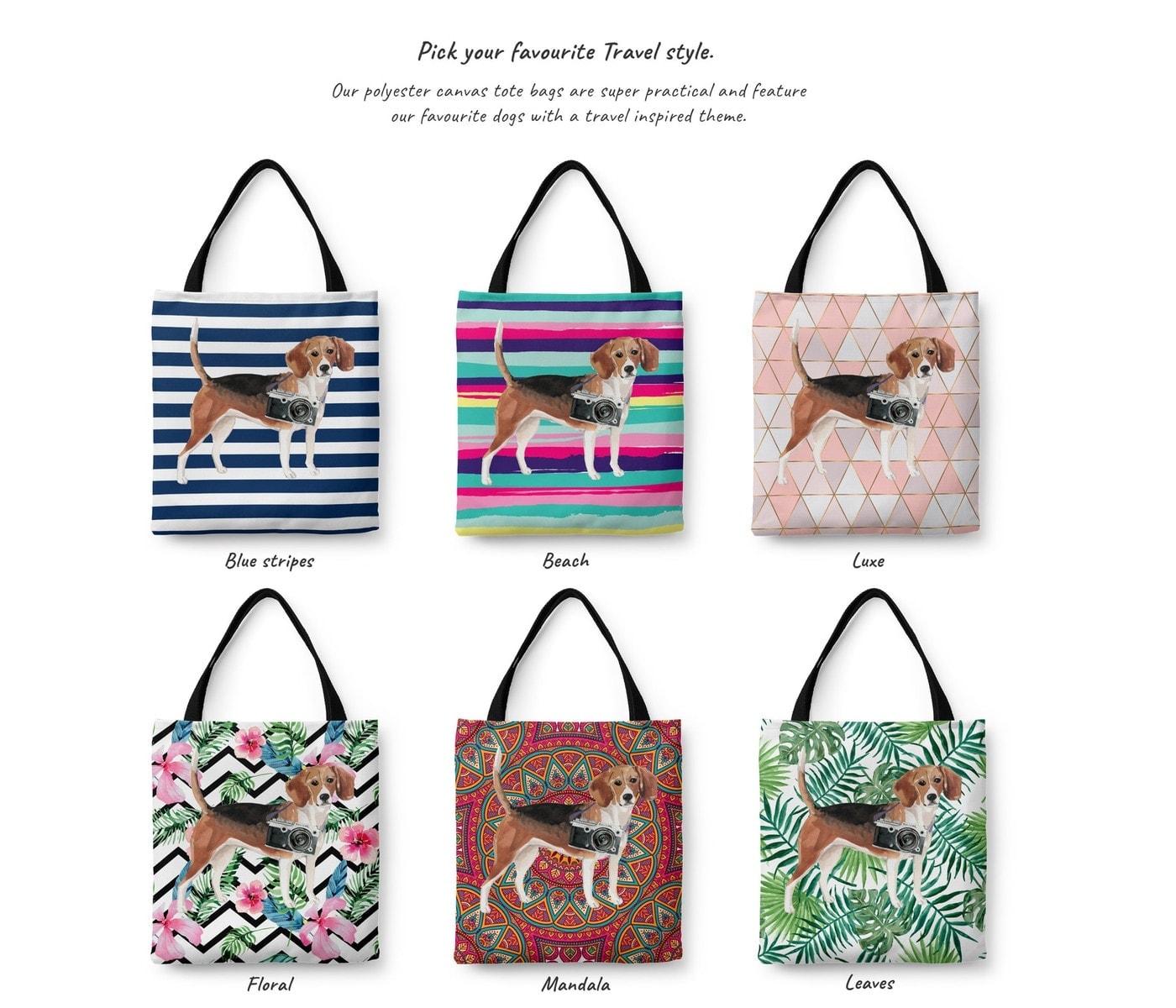 Beagle Travel Style Tote Bag 4 Beagle Travel Style Tote Bag - Image 2