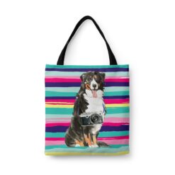 travel dogs tote bernese mountain dog beach front view White